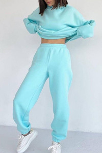 Produit Tendance 2026 Ensemble de jogging en velours uni pour femme, survêtement rose en suède pour femme, tenue de sport pour femme - Product Image 6