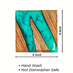 Posavasos de Madera de Nogal Negro Oscuro con Resina Epoxi Azul Ochete y Acabado Sellador de Madera Natural para Resistencia al Agua Easin Blue - Product Image 2