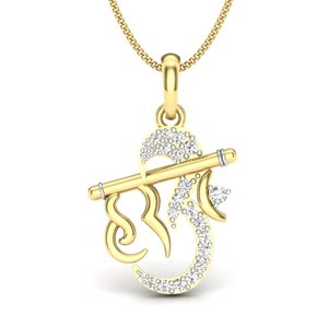 Yellow Gold Diamond <b>Elephant</b> Pendant With Round Brilliant Cut Stones Romantic Style Women's Jewelry - Product Image 3