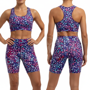 Shorts imprimés taille haute élégants pour femmes, vente en gros, compressifs, extensibles, pour l'entraînement, la course, respirants, personnalisables - Product Image 3