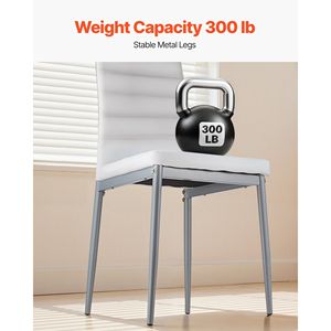 Set Moderno di 4 Sedie Laterali Imbottite in Pelle per Sala da Pranzo, Sedie Salvaspazio per Tavolo da Cucina con Dettagli Decorativi - Product Image 3