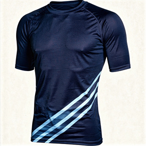 Men's Short Sleeve <b>Compression</b> <b>Shirt</b> Navy <b>White</b> Diagonal Color Block Quick Dry Athletic Top - Product Image 6