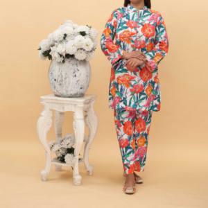 2PC Digital Printed Cambric Cord Set PS5129 pour robes de cocktail élégantes - Product Image 3