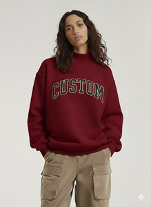 Service OEM – Nouveau pull molletonné pour femme à col montant, en molleton bouclette, coton anti-boulochage, respirant, broderie rapide - Product Image 4