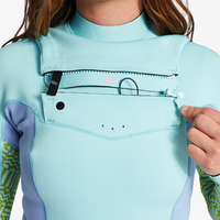Conjunto de 2 Piezas para Mujer, Traje de Neopreno de Cuello Alto con Bloques de Color, Pantalones Largos Elásticos, Ecológico, con Logotipo Frontal