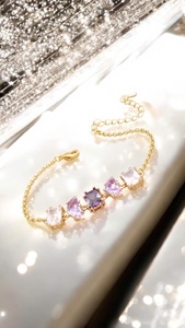 Pulsera de Cristal con Amatista, Regalo para Damas de Honor, Plata de Ley 925, Chapado en Oro de 14K, Estilo Vintage, Certificado IGI, para Mujer - Product Image 3