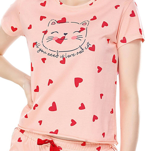 Ensemble de shorts 2 pièces rose uni pour femmes, manches courtes, col rond, tricoté, 100% coton, toile respirante, séchage rapide, vêtements décontractés, printemps - Product Image 6