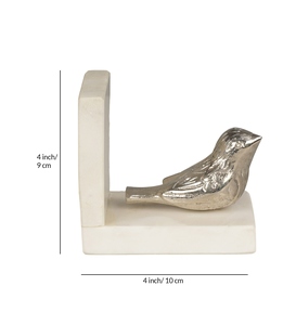 Latest design cast Aluminium bird bookends white marble base nickel plated vintage style decorative bird bookend bookshelf - Product Image 5