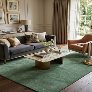 Solid Sage Green Modern Handmade Area Rug Minimalist Wool Carpet for <b>Bedroom</b> Living Room Contemporary Home Style Decor Designer - Product Image 4
