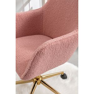 Sedia da Ufficio Moderna con Altezza Regolabile, Rotazione a 360°, Rivestimento in Tessuto Teddy, Gambe in Metallo Dorato, Ruote Universali - Product Image 3