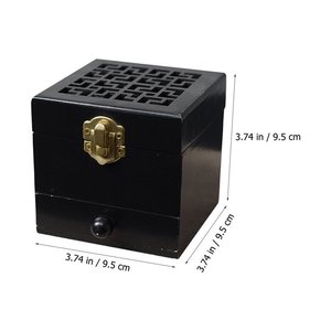Boîte à encens en bois noir de luxe, porte-bakhoor arabe, mabkhara avec tiroir de rangement, loquet doré, décoration d'intérieur, ensemble mubkhar - Product Image 2