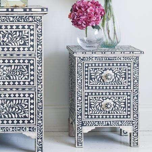 ILAHI's Eco-friendly Bone Inlay <b>Drawer</b> <b>Table</b> Agate Detailing Modern Design Three-layer Storage Portable Home Furniture Baptism - Product Image 3