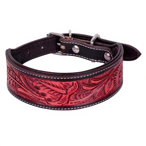 Handmade Strong and Durable Leather <b>Dog</b> <b>Collar</b> Western Carved and Hand Painted with Rivet Decoration for All <b>Dogs</b> - Product Image 1