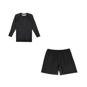 Ensemble Rash Guard et short de combat à manches longues noir pour garçons, séchage rapide, vêtements d'arts martiaux pour enfants, coupe régulière, polyester - Product Image 5