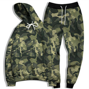 ชุดเซ็ตเสื้อฮู้ดและกางเกงจ็อกเกอร์ผ้าฟลีซลายพรางคุณภาพสูงสำหรับฤดูหนาว พร้อมเชือกผูกเอว รับผลิตแบบ OEM ขายส่ง - Product Image 5