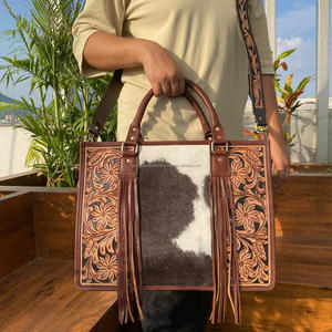 กระเป๋าถือหนังแบบตะวันตกกระเป๋าถือสะพายข้างสำหรับผู้หญิงกระเป๋าหนังแท้สำหรับใส่แล็ปท็อป - Product Image 3