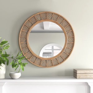 Handmade Round Rattan Frame Contemporary Design Wall <b>Mirror</b> with Smooth Edge and Customizable Thickness From REHMAN <b>CRAFT</b> - Product Image 3