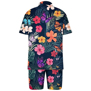 Top High Quality Wholesale Summer Customized Printed Short Sleeve Casual Comfortable Men Shirt And Shorts <b>Set</b> - Product Image 3