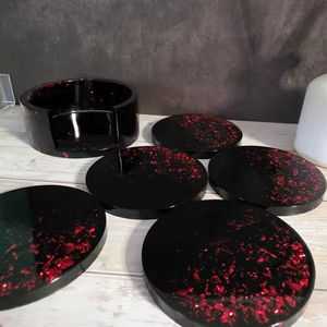 Custom Eco-Friendly Resin Round <b>Tea</b> <b>Coasters</b> with Classic Designs Dried Flowers Glitter or Gold Foil - Product Image 6