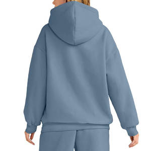 Sudadera deportiva holgada con media cremallera y orificios para los pulgares, de manga larga, para gimnasio, fitness, yoga, con capucha de forro polar para mujer - Product Image 3