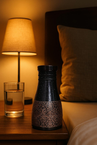 Handcrafted Black and Gold Copper <b>Water</b> <b>Bottle</b> Premium Ayurvedic Drinkware Traditional <b>Metal</b> Hydration <b>Bottle</b> - Product Image 4