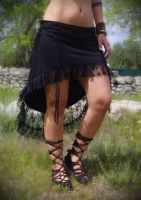 Jupe marron style bohème asymétrique |   Jupes Fluides Ajustables pour Femmes, Style Bohème Hippie, avec Dentelle et Volants Asymétriques, Idéales pour les Festivals d'Été