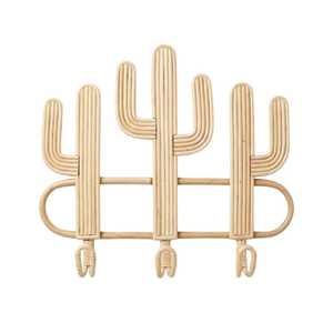 Porte-manteau mural tendance en rotin tressé en forme de cactus pour chambre d'enfant, mobilier enfant, vente en gros - Product Image 3