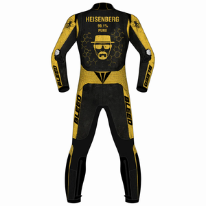 Combinaison de course moto Breaking Bad Heisenberg en cuir de vachette/crocodile, une pièce, avec protections CE OEM - Product Image 2