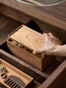 Handmade Natural Wood Jewelry Organizer <b>Box</b> Stackable <b>Drawer</b> Style Jewelry Display <b>Storage</b> Case for Rings Earrings Necklaces - Product Image 3