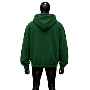เสื้อฮู้ดซิปสีเขียวทรงโอเวอร์ไซส์ สไตล์สตรีทแฟชั่น ใส่สบาย เสื้อสเวตเชิร์ตซิปสีเขียว ผ้าฟลีซหนานุ่ม สตรีทแวร์มินิมอล ผ้าฝ้าย - Product Image 2