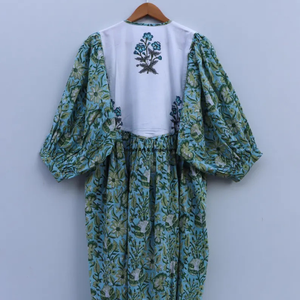 Beautiful floral Cotton Block Printed dress Dress For Casual wear Hand Block Printed Dress - Product Image 4