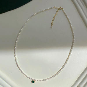 Collier en argent S925 avec perles de Zhuji, fermoir papillon Fritillaire, perles d'eau douce non-cœur de 7-8 mm, chaîne courte - Product Image 1