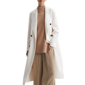 Manteau long en laine blanc uni pour femme, grande taille, qualité supérieure, vente chaude - Product Image 4