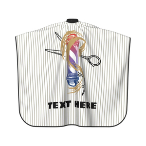 Cape de barbier en nylon personnalisée avec motif rayé et logo pour salon, unisexe adulte, imperméable, pour la coupe de cheveux - Product Image 3