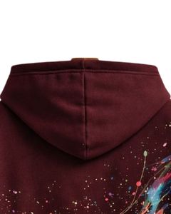 Sudadera con Capucha para Hombre, Diseño Abstracto con Salpicaduras de Pintura Color Borgoña, Algodón y Felpa, Estilo Casual, Streetwear, Fabricante Personalizado, Ropa al Por Mayor - Product Image 6
