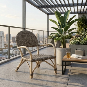 Chaise de salle à manger d'extérieur moderne en rotin naturel tressé, écologique, pour parc, chambre, décoration, art pur - Product Image 2