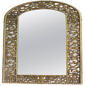 Miroir doré élégant à arche, orné de sculptures florales complexes et d'un charme vintage, disponible à prix de gros. - Product Image 2