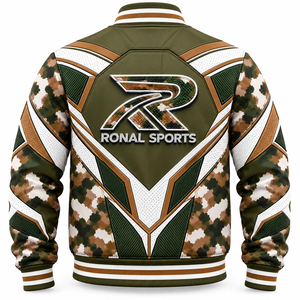 Chaquetas de Béisbol Personalizadas con Bolsillos y Parches Bordados, Chaqueta Casual, Chaquetas Bomber para Hombre, Impresión Personalizada por Ronal Sports - Product Image 2