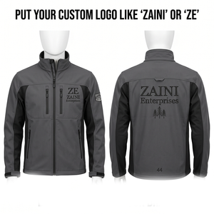 Chaqueta ZAINI de 220 Gramos, Poliéster y Spandex, Soft Shell, Gris y Negro con Paneles en Contraste, Resistente al Viento y al Agua, con Capucha, Ecológica - Product Image 1