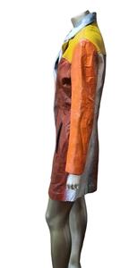 Veste de mode rétro en cuir de bloc de couleur peinte à la main Vintage en peau de mouton véritable de haute qualité - Product Image 2