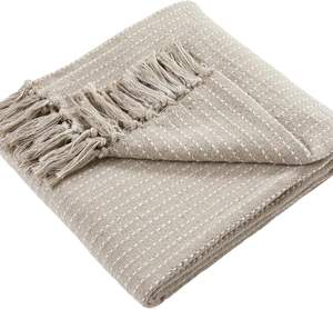 Manta Decorativa de Algodón 100% Tejida a Rayas para Sofá y Cama, Manta de Algodón Tejida a Mano con Rayas, Manta Decorativa para Sofá - Product Image 4