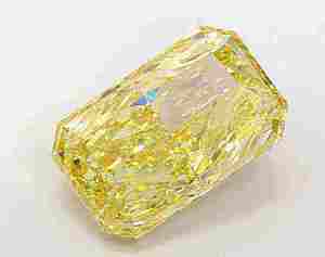 Diamant de laboratoire cultivé certifié IGI, 1,50 ct, taille émeraude, jaune vif fantaisie excellent, VS1, CVD, percé au laser, diamant non monté pour bijoux - Product Image 1