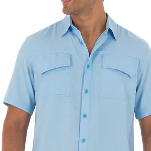 เสื้อตกปลาสำหรับกิจกรรมกลางแจ้ง ป้องกันแสงแดด UPF 50 ผลิตจากโพลีเอสเตอร์ 100%  โลโก้ด้านหน้า แขนสั้น ติดกระดุม ผู้ชาย กันลม - Product Image 6