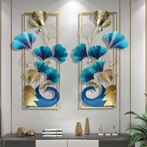 Peacock Paradise – ensemble d'art mural en métal, 2 pièces, 12x36 pouces, décoration rectangulaire verticale en fer pour salon, chambre à coucher, hôtel - Product Image 3