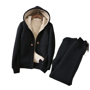 Nuevo chándal para hombre y mujer, sudaderas con capucha, Jersey grueso de Color sólido informal, pantalón largo, conjunto de 2 piezas, traje deportivo para correr de lana de invierno - Product Image 6