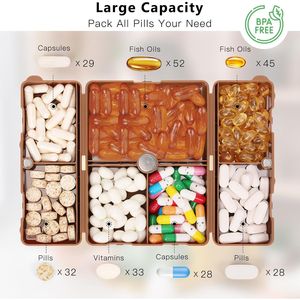 "Pill <b>Storage</b> Cases 2 Pack <b>Folding</b> Pill Organizer 7-Compartment Portable Foldable Pill <b>Box</b> Purse Pocket" - Product Image 2