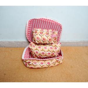 Set 3 Quilted Indian Cotton floral Print Toiletry Bags Wash Bag makeup Kit Vanity <b>Case</b> Travel Makeup Cosmetic Bags And <b>Cases</b> - Product Image 4