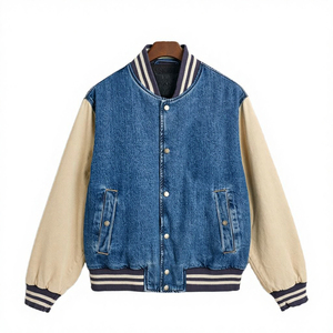 Chaqueta Varsity Informal de Lona, Último Modelo, OEM, para Invierno, con Parches Bordados en la Parte Delantera, Impermeable, Transpirable y Resistente al Viento, Cuello Mao - Product Image 4