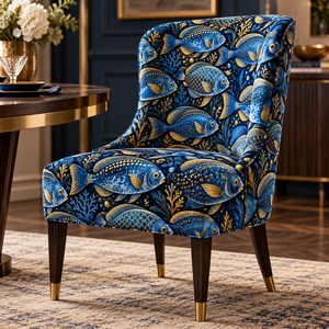 Tela de Terciopelo con Diseño de Peces Azules y Dorados, para Tapicería de Muebles y Decoración del Hogar - Product Image 2