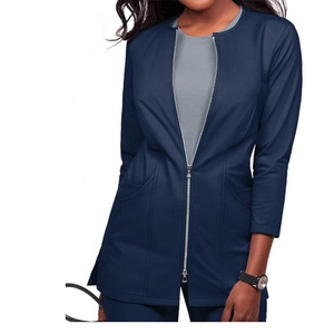 Veste de sport en polaire pour femme avec options de broderie, fermeture éclair intégrale, col montant, tenue de travail médicale pour infirmières - Product Image 4